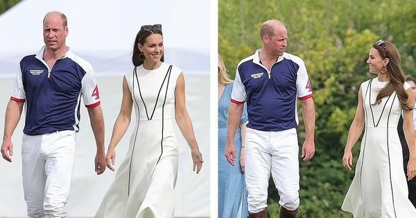 Công nương Kate rạng ngời trên sân đấu polo, được chồng hôn mừng chiến thắng