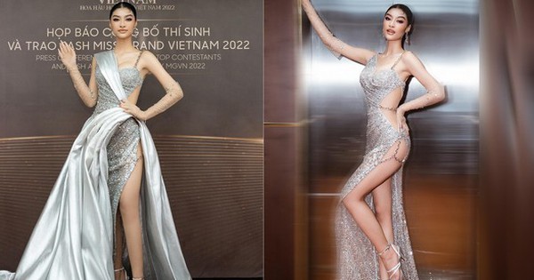 Á hậu Kiều Loan gây chú ý với màn thay váy trong tích tắc trên thảm đỏ họp báo Miss Grand Vietnam
