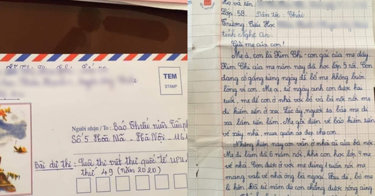 Rơi nước mắt với bức thư của học sinh lớp 5 gửi mẹ lấy chồng mới: "Đừng quên con mẹ nhé"
