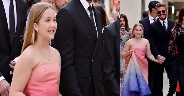 Harper Seven như công chúa nhỏ rạng rỡ nắm chặt tay cha David Beckham đi sự kiện