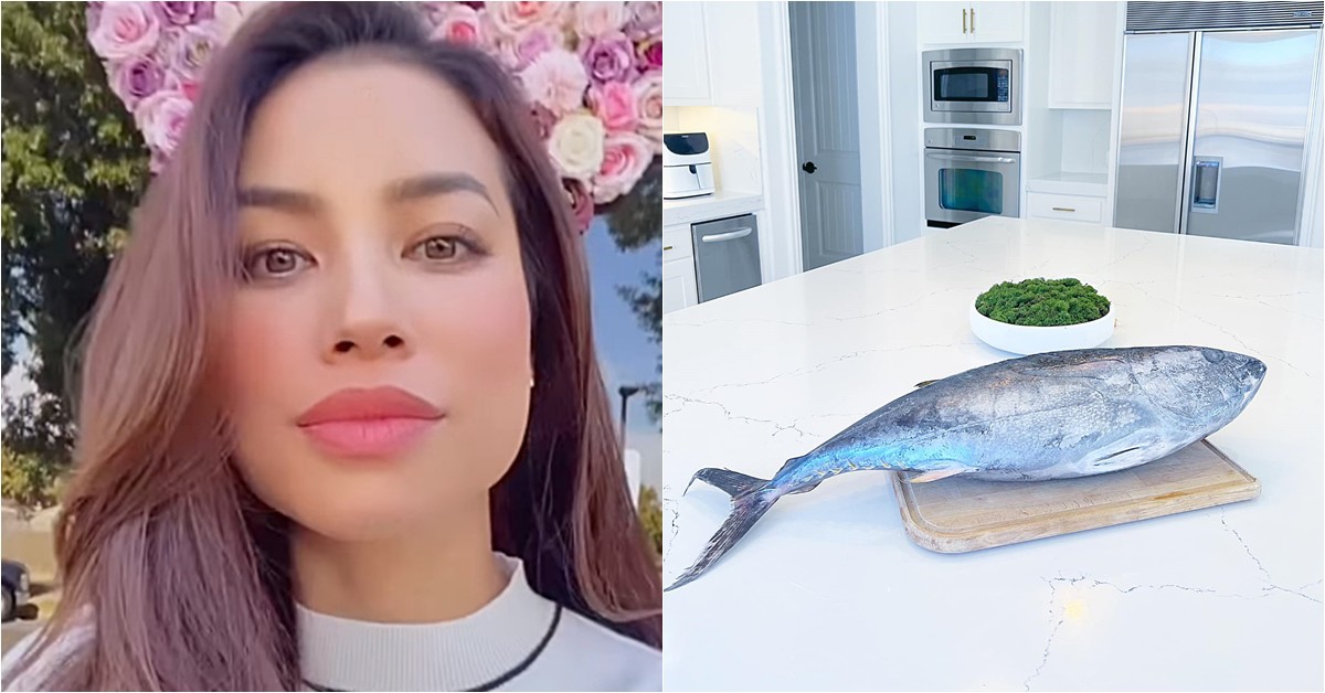 Hoa hậu Phạm Hương đăng hình con cá chỏng chơ trong căn bếp, hóa ra là làm món ăn sang xịn