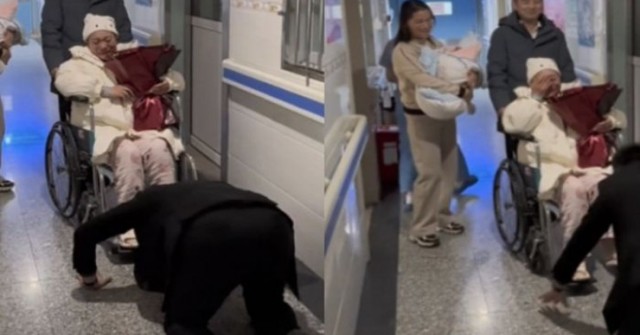 Vợ sinh được con trai sau 4 lần, chồng quỳ lạy ngay tại bệnh viện gây tranh cãi