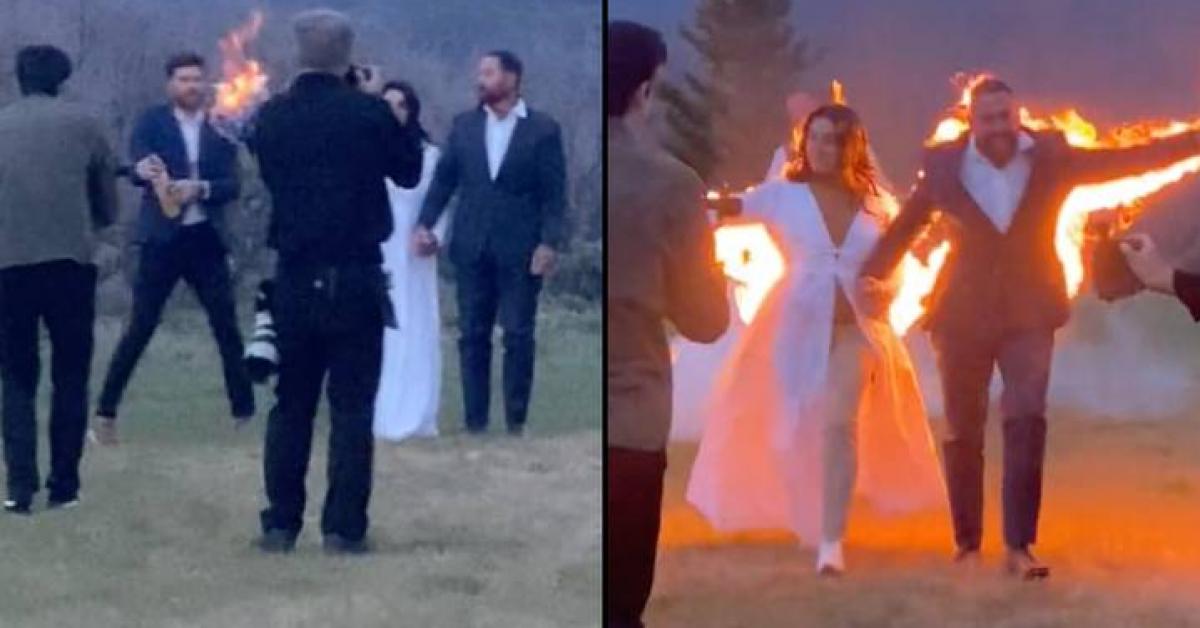 Clip: Cô dâu cùng chú rể bốc cháy trong đám cưới “gây bão”