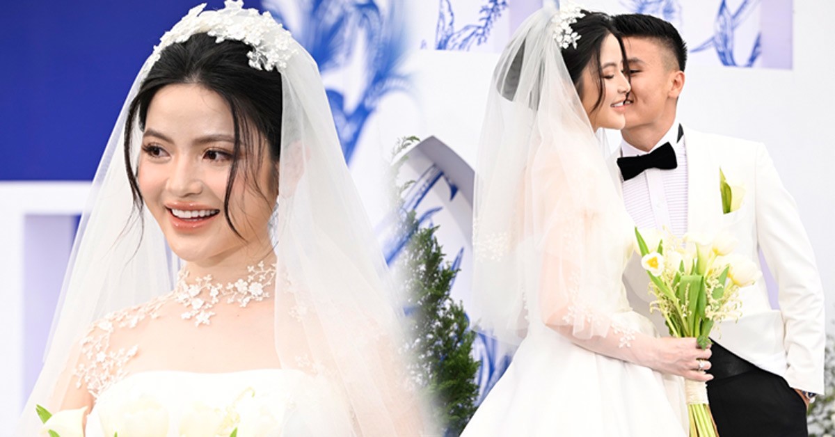 Cận cảnh dung nhan vợ Quang Hải trong ngày cưới