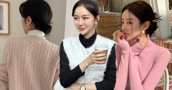 Kiểu tóc sang chảnh được hội blogger Hàn áp dụng khi diện áo cao cổ